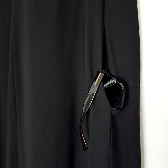 Eileen Fisher 100% Silk Georgette Crepe Round Neck Dress Black Petite XS PP $349 - Picture 11 of 14